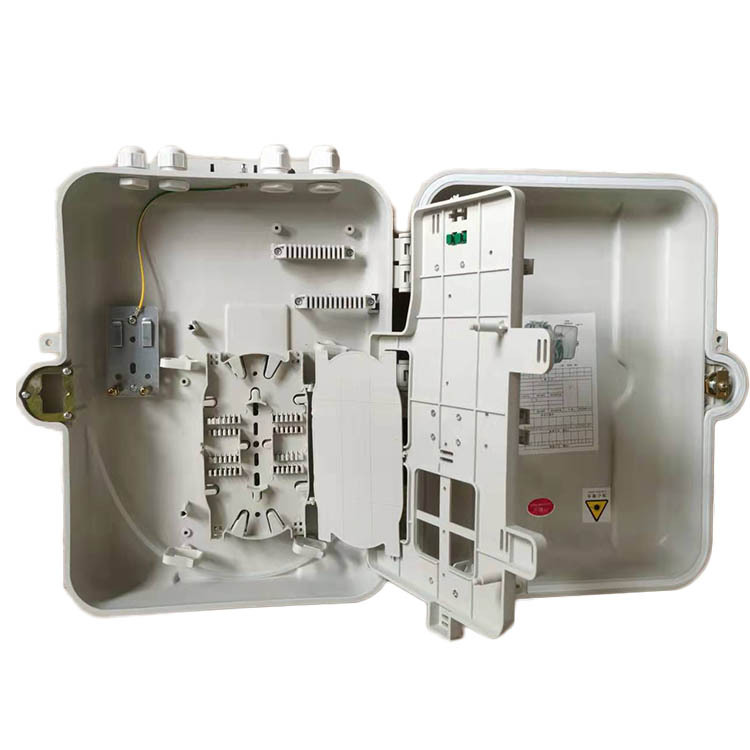 供应光缆分光熔纤箱 64芯smc光纤分纤箱 室外抱杆壁挂式光分箱