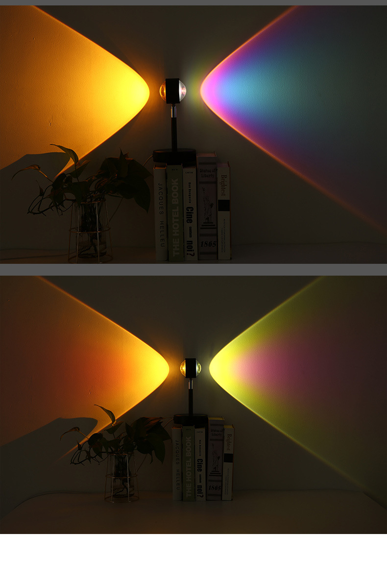 创意led夕阳日落灯客厅氛围小夜灯充电破晓彩虹投影落日小台灯具