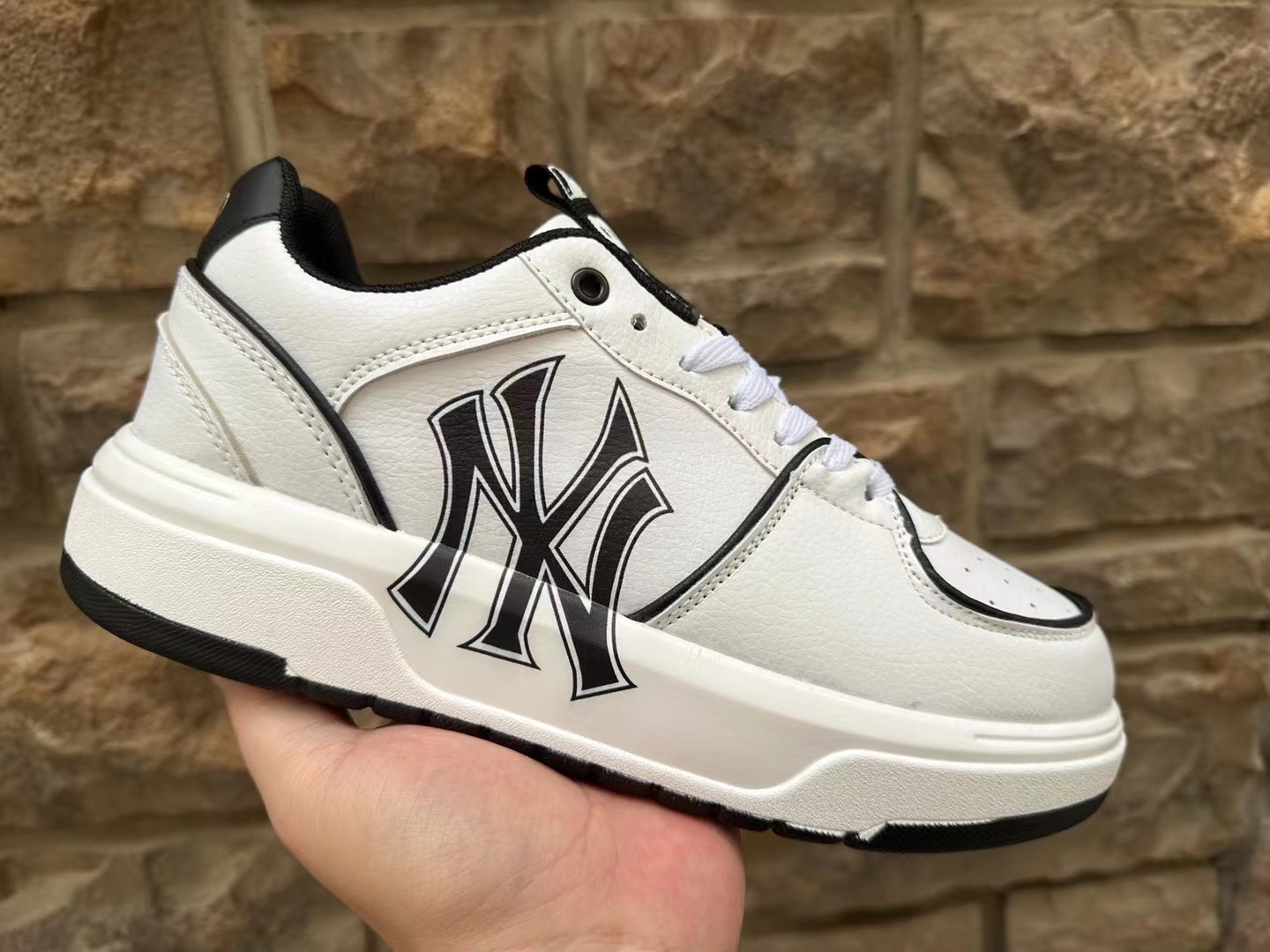 2023新款mlb韩国洋基队ny厚底老爹鞋男女ins内增高小白鞋运动板鞋