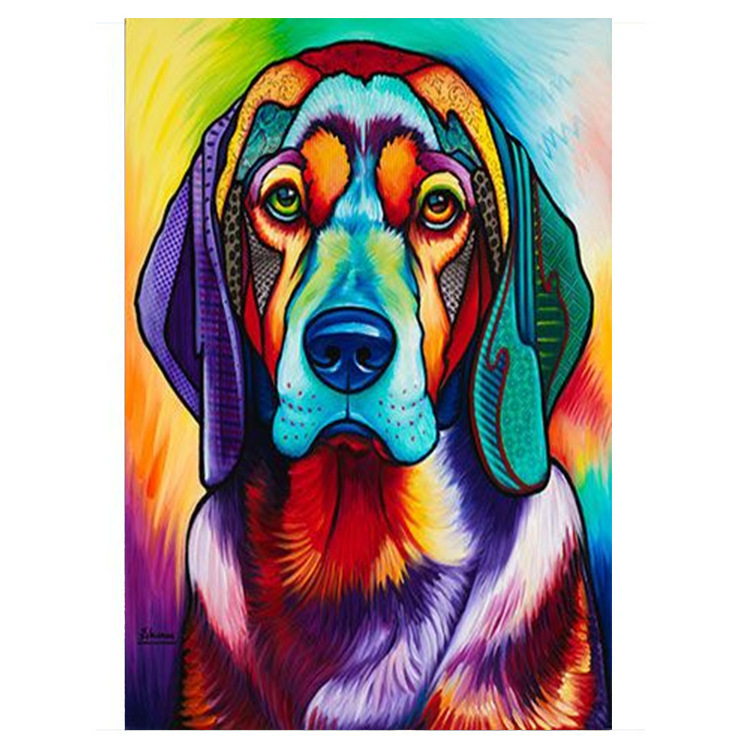 跨境5d钻石画diy彩色狗动物钻石贴装饰画手工制作钻石绣厂家批发