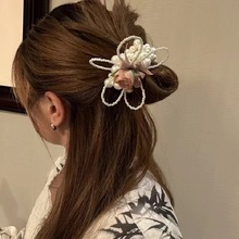 韩版超仙花朵珍珠发圈新款高级感森系橡皮筋女扎头发皮筋头绳发饰