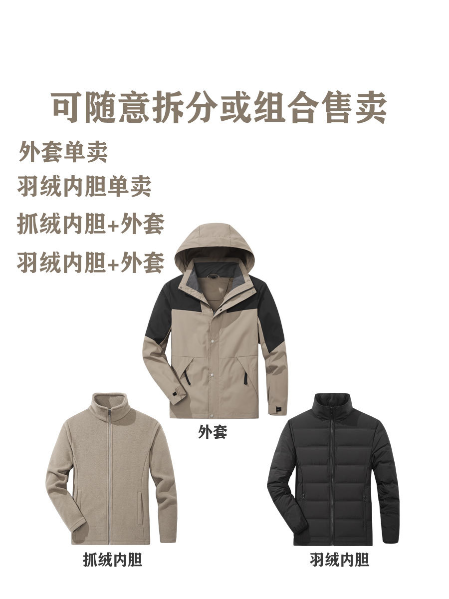 2023 New Women's Gore-Tex Jacket Three-in-One Detachable Windproof Waterproof Custom Logo Mountaineering Clothing Travel Jacket Men