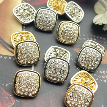 小香风四方形纯手工diy正面镶钻金属扣衬衫服装饰品头饰装饰配件