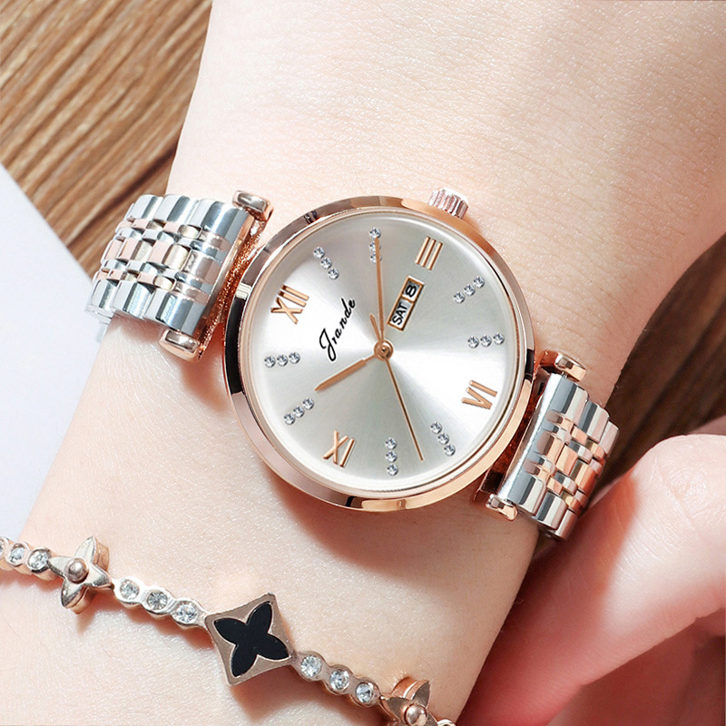 Song Langdi Watch Women's Niche High-Grade Steel Belt Quartz Watch Trending on TikTok Women's Watch Double Calendar Waterproof Watch Wholesale