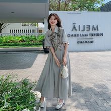 新中式水墨印花马甲连衣裙套装女夏季新款设计感显瘦衬衫裙两件套