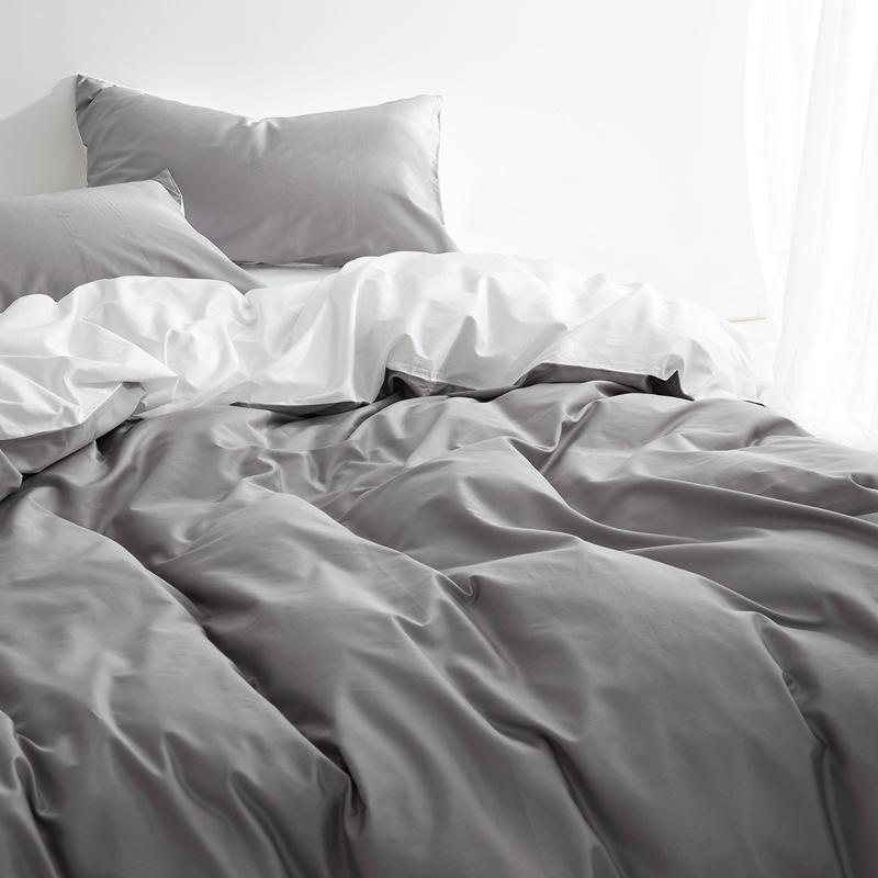 酒店全棉灰色四件套民宿客房床上用品布草厂家一站式批发60支贡缎