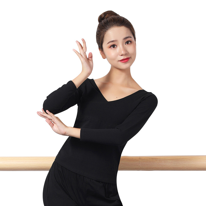 v领长袖跳舞舞蹈形体服