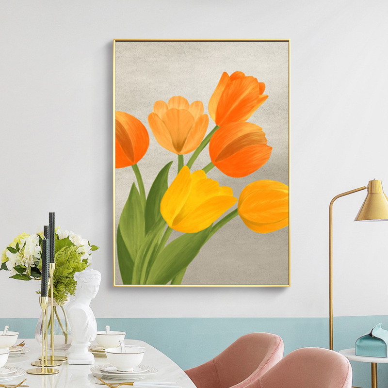 现代简约郁金香花卉客厅背景墙装饰画玄关走廊壁画卧室书房床头画