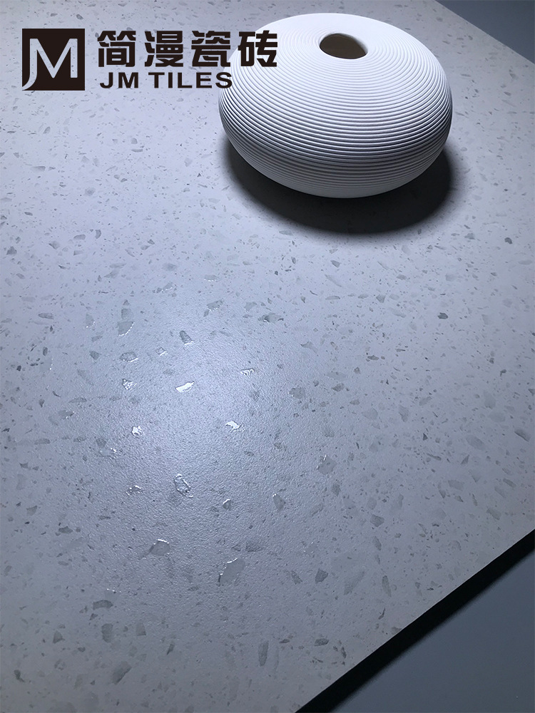 北欧白色水磨石地砖下陷闪光釉瓷砖600卫生间厨房露台浴室客厅800