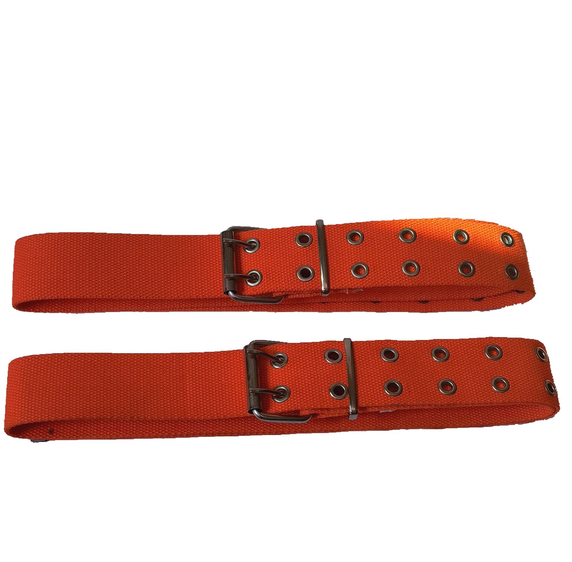 橘色双针扣消防腰带涤棉织带多汽眼透气加粗铁丝双针扣消防腰带