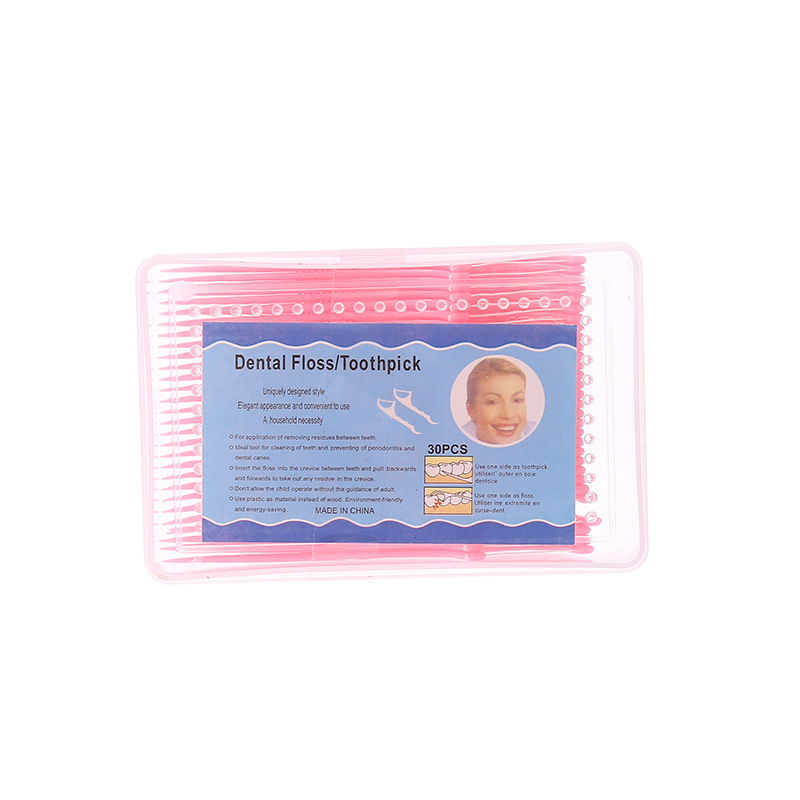 30 PCs Floss High Tension Toothpick Portable Bow-Shaped Ultra-Fine Dental Floss Teeth Seam Cleaning Care Flat Floss Teething Bar