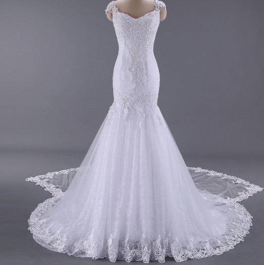 鱼尾婚纱2021新款修身显瘦拖尾婚纱 外贸大码婚纱7322