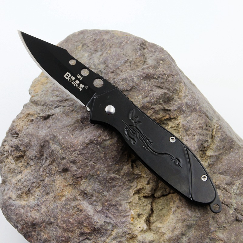 博斯顿993折叠不锈钢刀女子随身防身小刀 户外露营高硬度开刃刀具