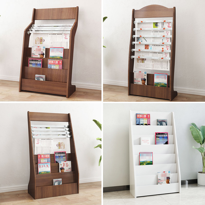 Roll up Banner the Newspaper Stand Book Shelf Wooden Document Rack Floor Newspapers Rack Magazine Rack Storage Promotion Display Stand