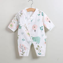 婴儿和尚服纱布长袖连体衣夏季薄款透气宝宝和服哈衣空调服