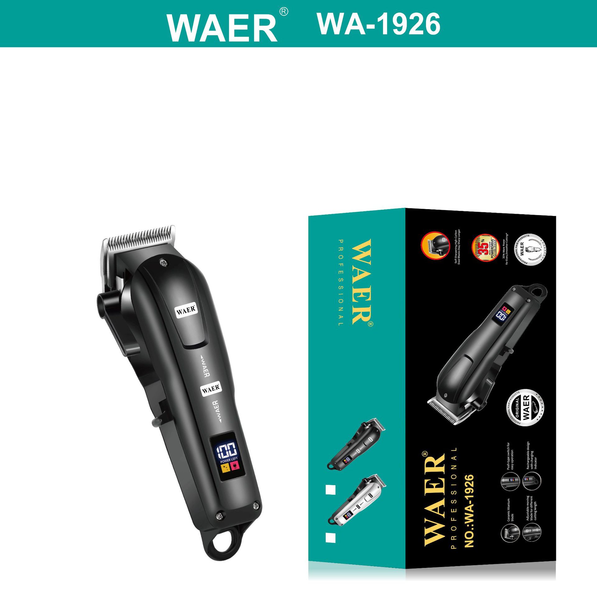 rechargeable multi-function hair clipper household shaving head electric clipper solid color digital display electrical hair cutter factory wholesale