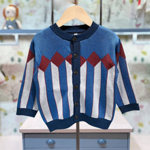 韩版童装一件代发男女宝宝针织毛衣圆领条纹针织衫开衫MZ412002