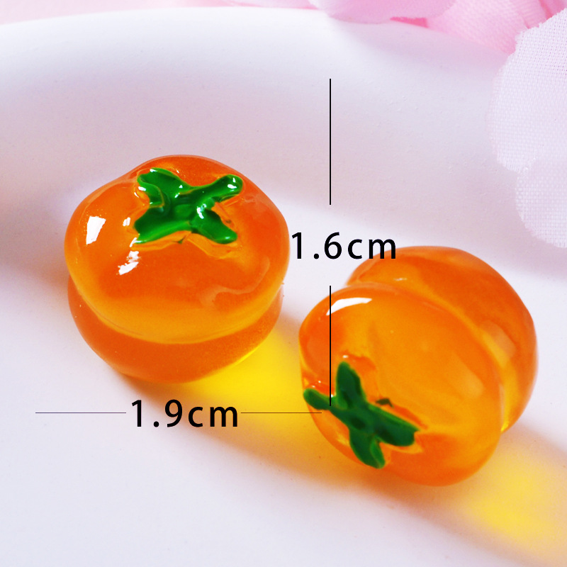 New Persimmon Vegetable Luminous Decoration Resin Accessories Semi-Three-Dimensional Transparent Fruit Tomato DIY Candy Toy Accessories