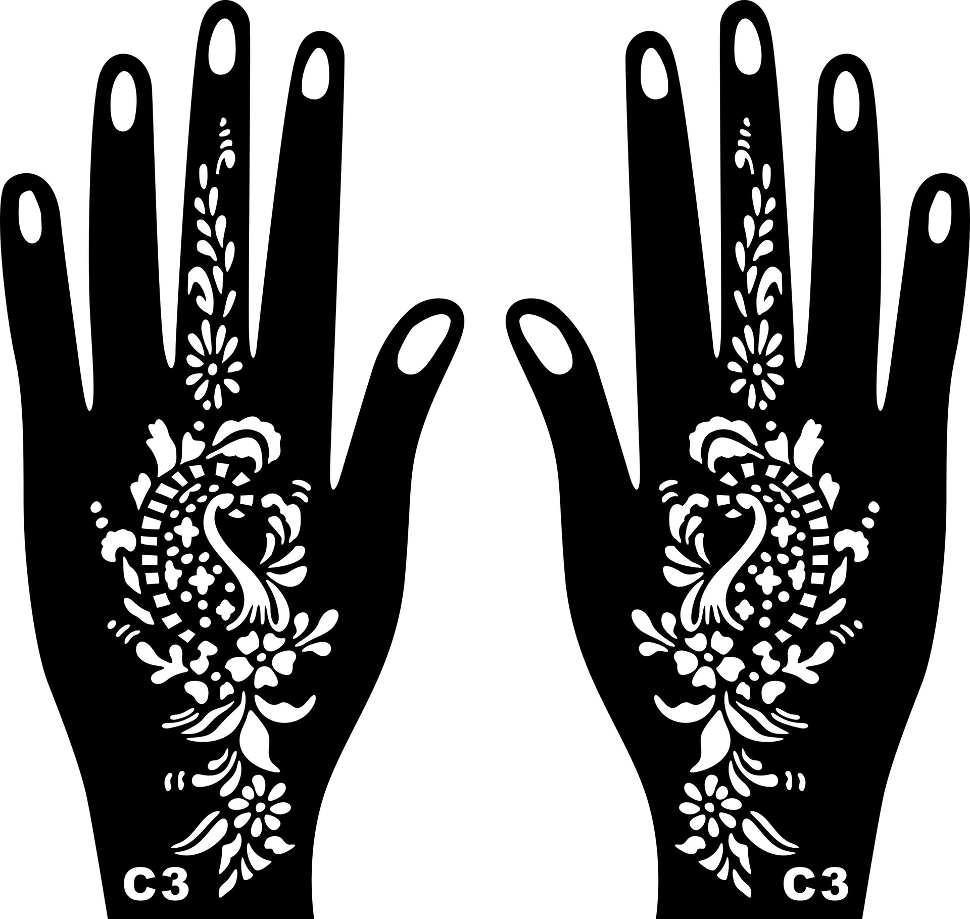 海娜手掌纹身模板印度尼泊尔喷绘镂空大模板原手型彩绘果汁刺青