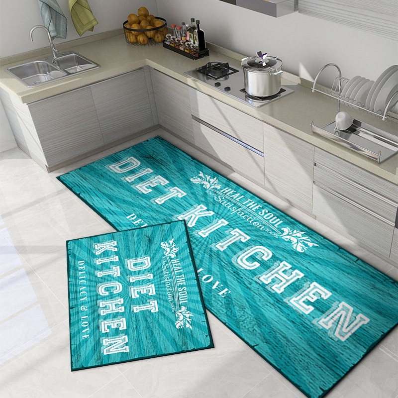 Cross-Border European and American-Style Kitchen Plastic Footpad Mat Retro Fashion Kitchen Carpet Absorbent Bathroom Mat Door Mat