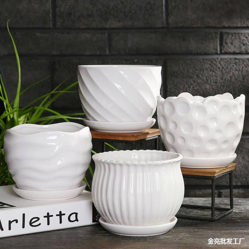 网红花盆陶瓷清仓大号中号家用绿萝吊肉绿植白色兰盆批发-阿里巴巴