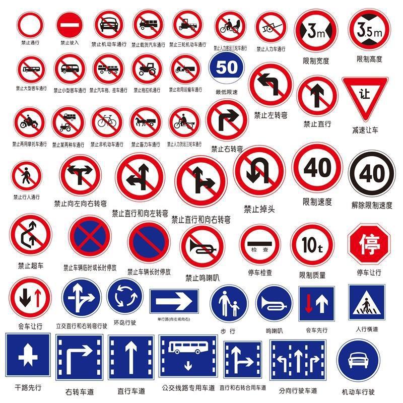 驾校考试道路交通标志及交警手势海报交海报挂图看板标牌 图片