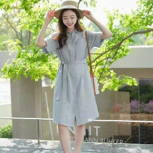 薇薇之禾花2024夏季新款休闲时尚平纹长款纯色连衣裙1241D2120701