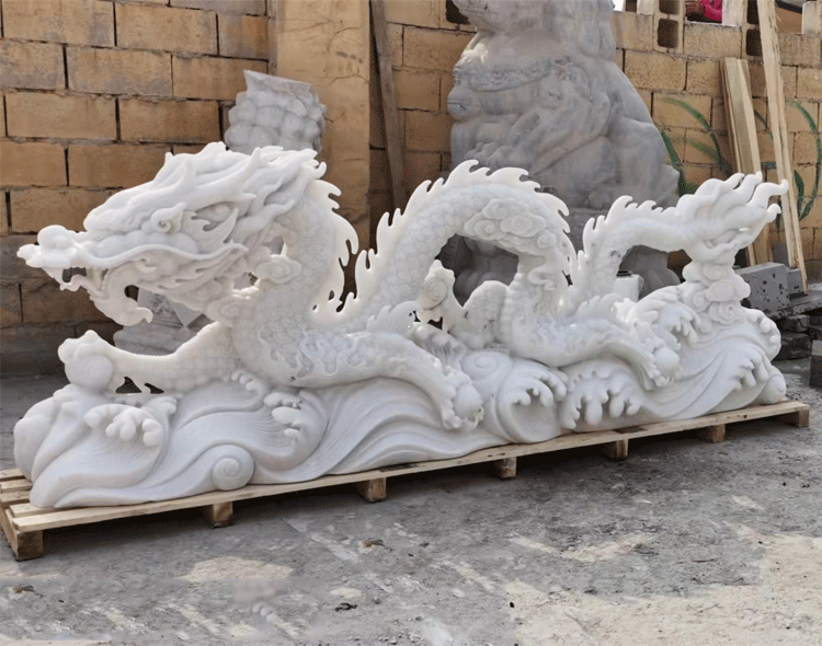 厂家石雕龙汉白玉动物石刻青龙九龙盘龙十二生肖龙石雕像流水摆件