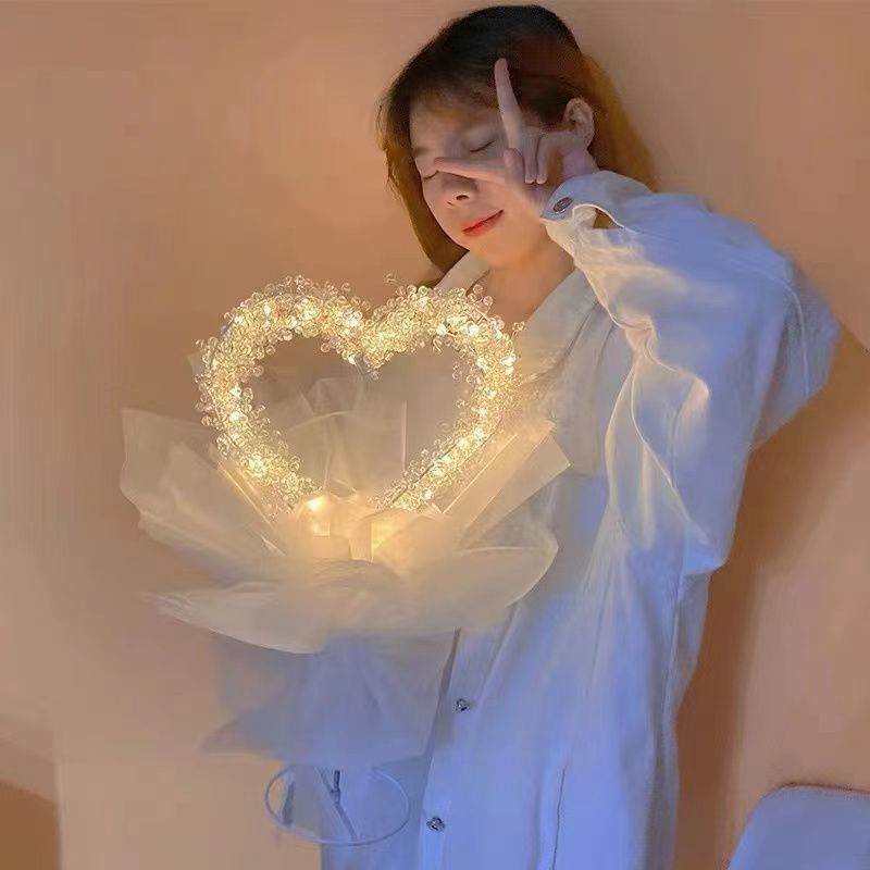 情人节diy满天星爱心串珠花束手工材料包送女朋友闺蜜情人节礼物