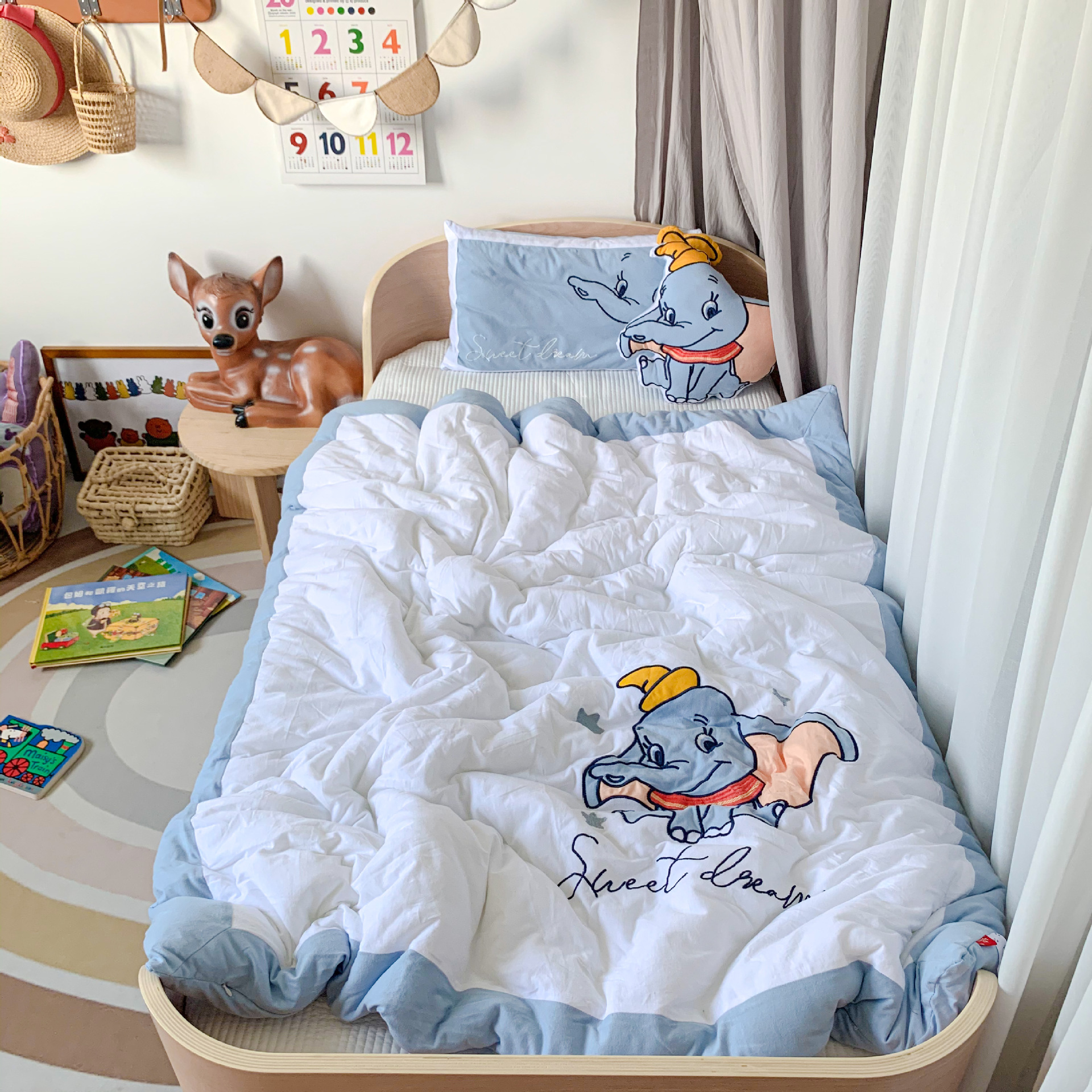 a类可拆洗卡通针织棉春秋被 可爱宝宝绣花冬被儿童幼儿园午睡被子