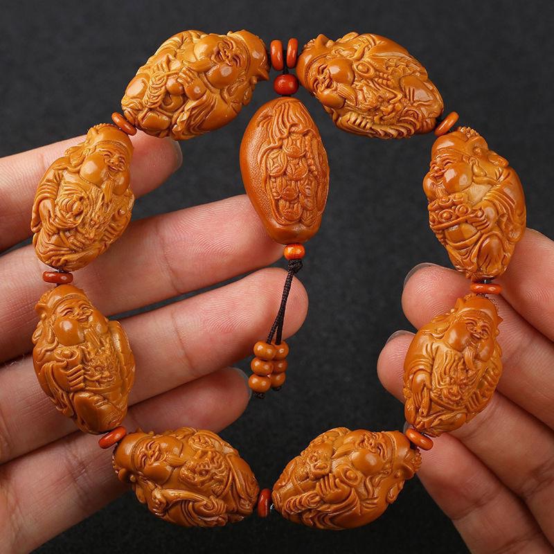 大籽瑞龙财神 橄榄核手串八大财神爷核文玩橄榄胡男士手链