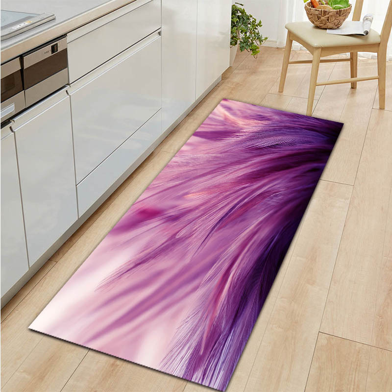 Cross-Border Feather Printed Carpet Floor Mat Door Mat Bathroom Kitchen Anti-Slip Carpet Floor Mat