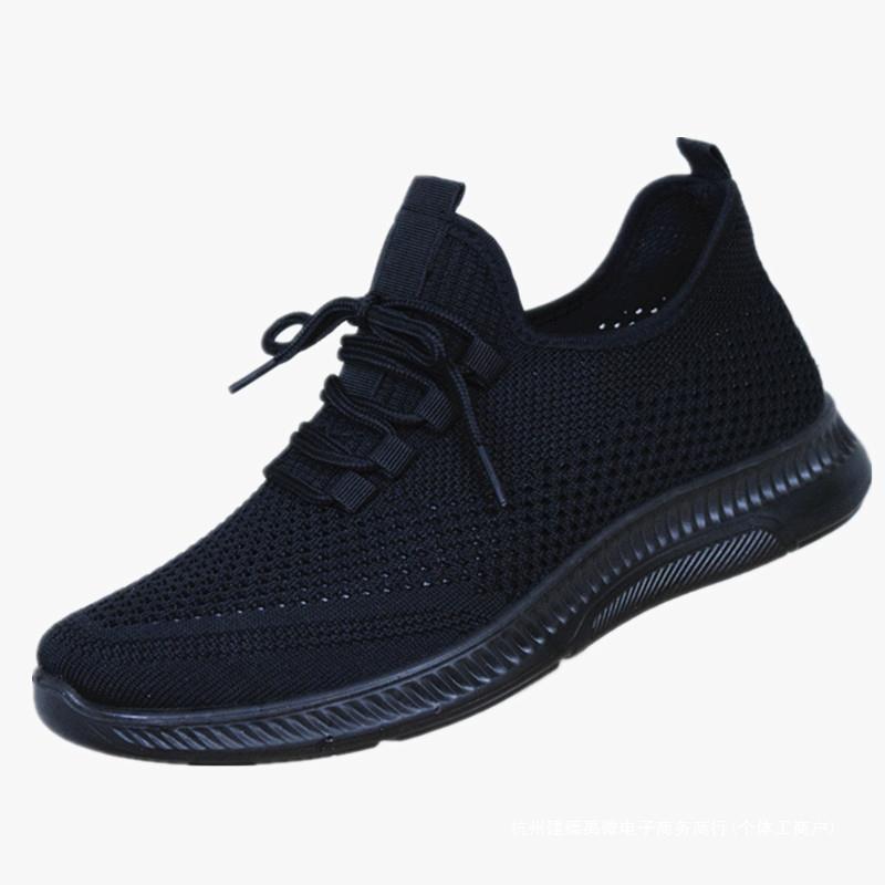 夏季老北京布鞋男单鞋网鞋镂空透气特大码纯黑工作鞋运动鞋跑步鞋