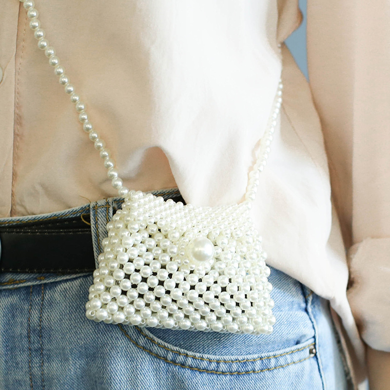 New Bright Pearl Woven Bag Evening Bag Banquet Women Bag Acrylic Clutch Crossbody One-Shoulder