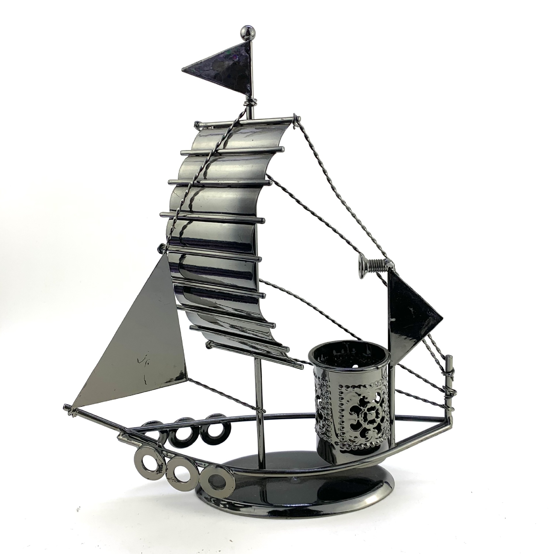 复古大帆船一帆风顺铁艺笔筒 创意个性学生生日礼物摆件 厂家批发