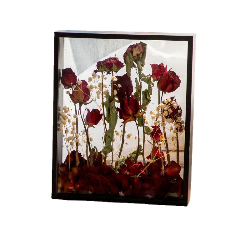 Wooden Photo Frame Dried Flower Storage Diy Floral Hollow Three-Dimensional Double-Sided Transparent Acrylic Display Box Table Decoration Wholesale
