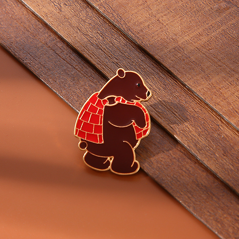 偷袈裟黑熊胸针卡通文艺可爱日系别针防走光衣服扣金属徽章包配饰