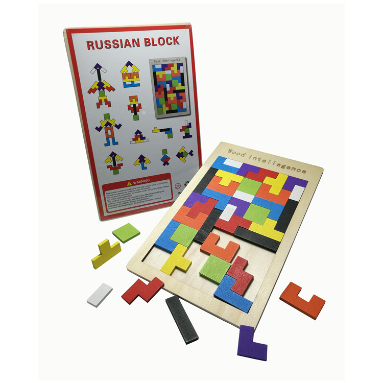 俄罗斯方块跨境代发木制拼图木质积木游戏拼板儿童教益智玩具
