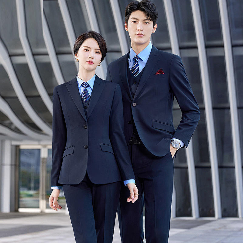 藏青色西服套装男士教资面试正装老师公务员工作服职业装