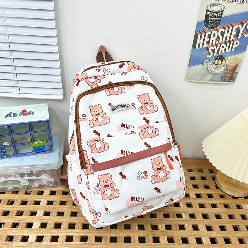 INS Cute Schoolbag Female 2023 New Cartoon Young Girl Contrast Color Backpack Junior High School Student Schoolbag Lightweight Backpack