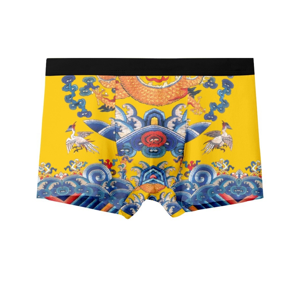 中国风龙纹内裤男女个性潮骚气青年学生透气趣味四角裤安全裤