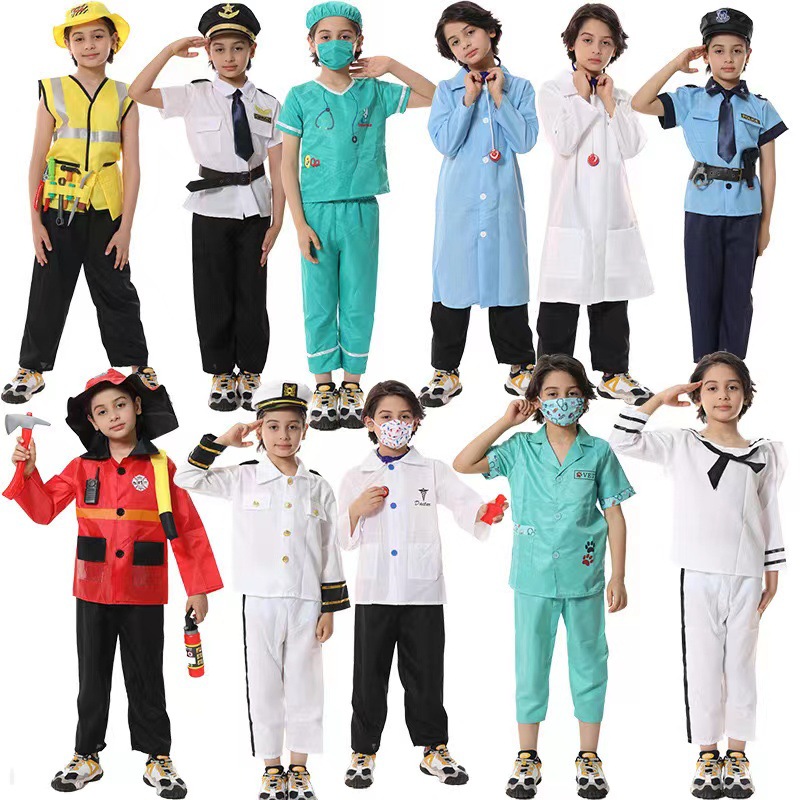 万圣节警察服小医生消防服工程师护士服六一儿童节舞台表演服装