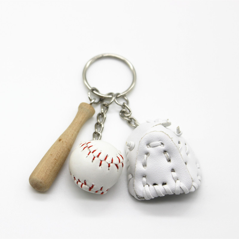 2cm Baseball Keychain Three-Piece Pendant Gift Baseball Three-in-One Fashion Car Pendant Souvenir Wholesale