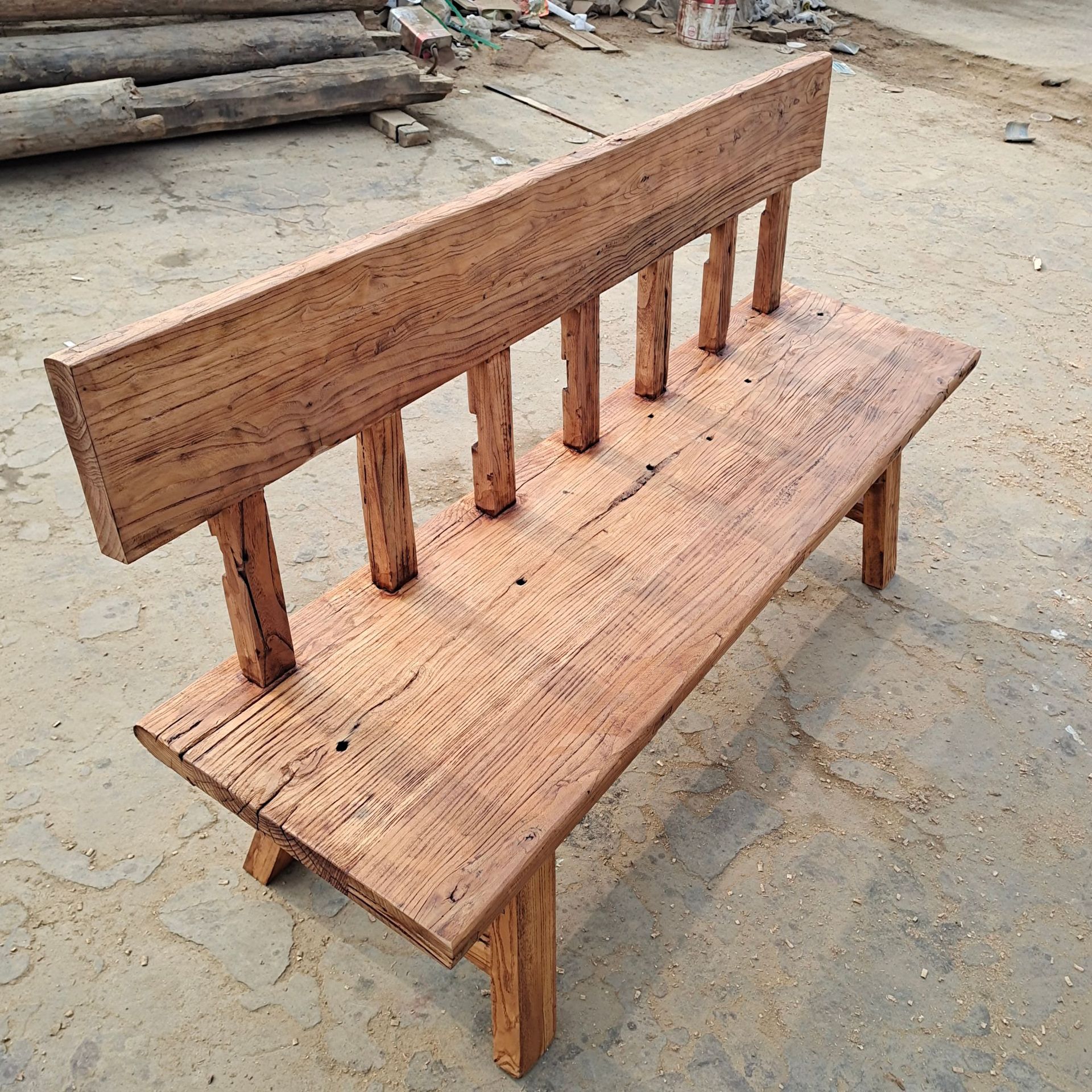 中式复古老榆木餐椅餐厅酒馆饭店民宿吃饭长条椅实木民俗椅子凳子