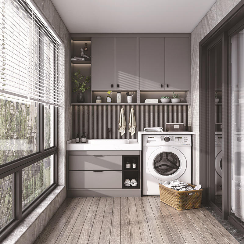 岩板洗衣机一体柜阳台洗脸盆柜组合现代简约岩板台面浴室柜带洗漱