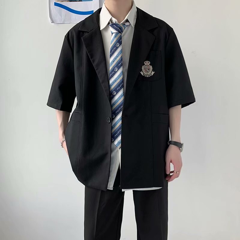 短袖西装男套装西服外套dk制服jk韩版潮流百搭青少年衬衫男生上衣