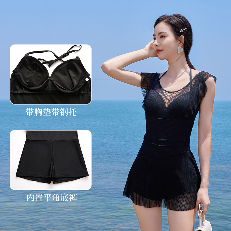 New Lace Sexy Swimsuit Korean Style Dongdaemun Swimsuit Women's One-Piece Swimming Skirt Slim Slimming Backless Swimsuit