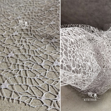 硬挺网布服装不规则多层次灰网褶皱造型创意diy设计师面料