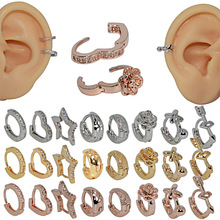 时尚铜镶锆石耳扣 创意爱心玫瑰花箭头耳环 五星花朵耳骨钉耳扣
