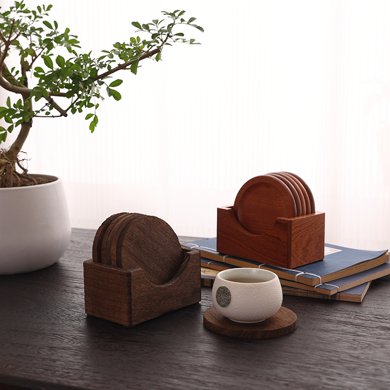Japanese-Style Solid Wood Teacup Mat Household Wooden Coffee Pad Creative Wooden Cup Saucer Office Tea Mat Kombucha Cup Saucer